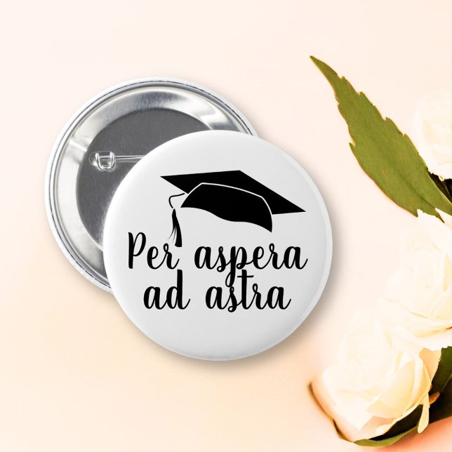Bóton Redondo 5.08cm Per aspera e astra Quote Latino Formatação (Criador carregado)