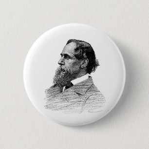 Bóton Redondo 5.08cm Perfil de Charles Dickens