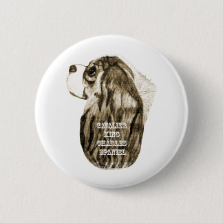 Bóton Redondo 5.08cm Perfil descuidado da antiguidade do Spaniel de rei