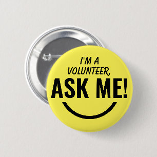 Bóton Redondo 5.08cm Pergunte-me o Pinback do Crachá do Voluntário Amar