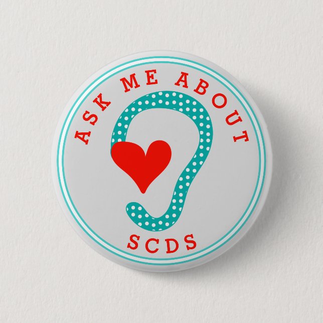 Bóton Redondo 5.08cm Pergunte-me sobre o botão SCDS (Texto Vermelho e A (Frente)