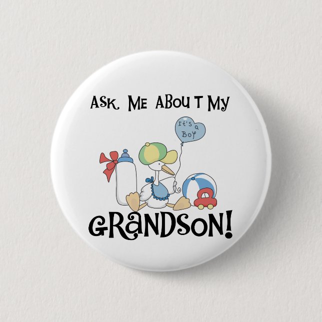 Bóton Redondo 5.08cm Pergunte sobre meus Camisetas e presentes do neto (Frente)