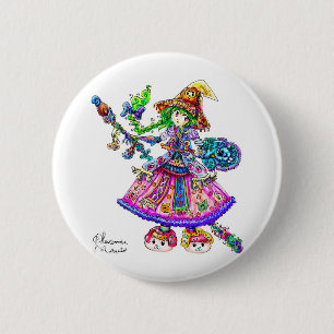 Bóton Redondo 5.08cm Período mágico bonito de Kawaii o Dia das Bruxas