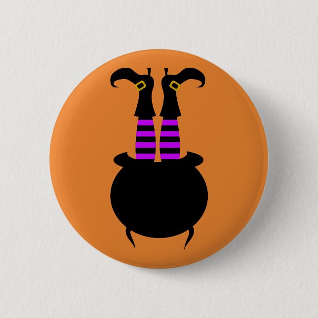 Bóton Redondo 5.08cm Perna de Bruxas Feliz de Halloween (Frente)