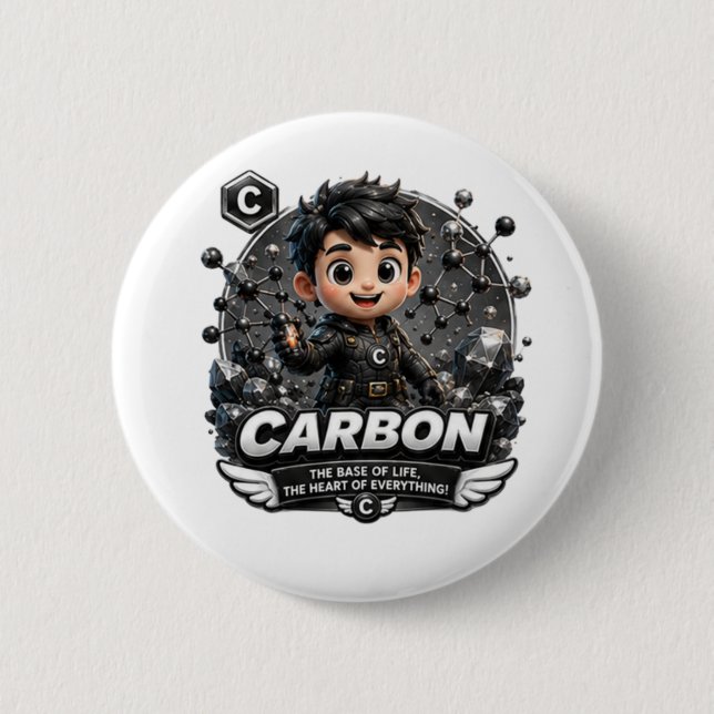 Bóton Redondo 5.08cm  Personagem de Carbono ATOMIVRA  (Frente)