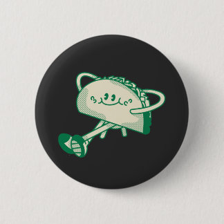 Bóton Redondo 5.08cm Personagem Mascote de Taco Verde Fofo Caminhando