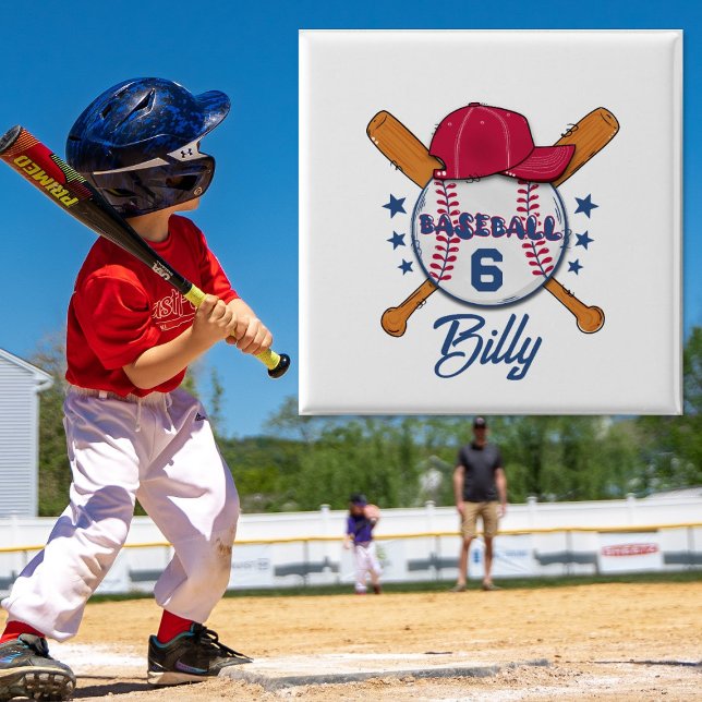 Bóton Redondo 5.08cm Personalised Baseball Name & Number Button | Custo (Criador carregado)