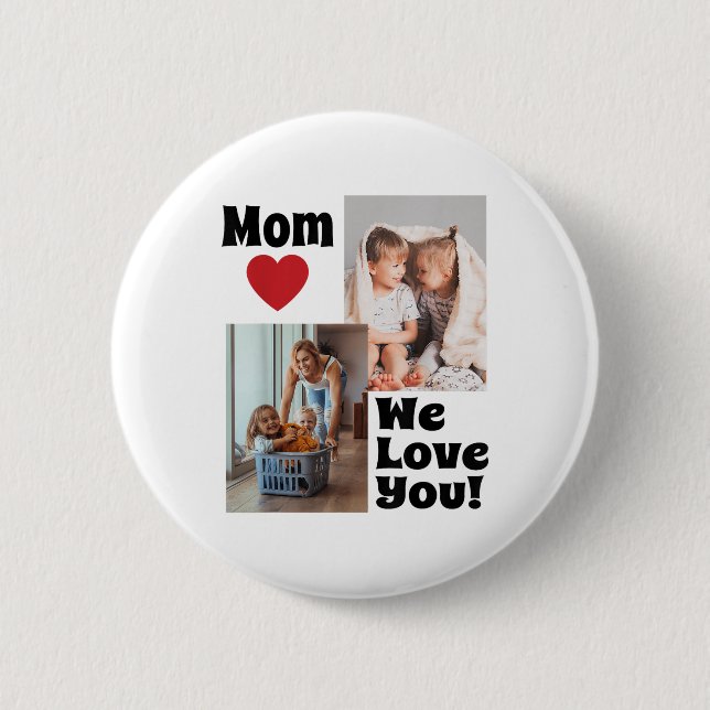 Bóton Redondo 5.08cm Personalizado Amo-Te Foto Mãe - Personalize Com Ph (Frente)