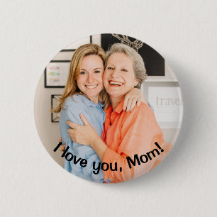 Bóton Redondo 5.08cm PERSONALIZADO Amo-te, Mãe Foto e Mensagem
