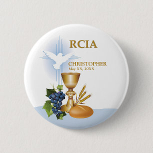 Bóton Redondo 5.08cm Personalizar, RCIA Felicita o Sacramento Católico