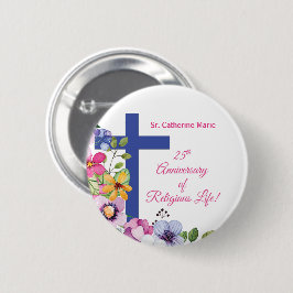 Bóton Redondo 5.08cm Personalize, 25º Aniversário Vida Religiosa Freira