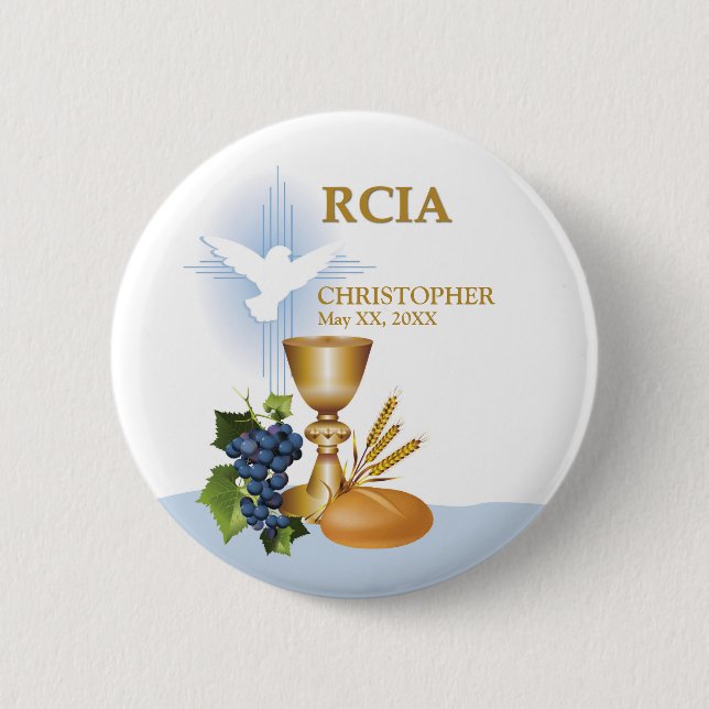 Bóton Redondo 5.08cm Personalize, RCIA Parabéns Sacramento Católico (Frente)
