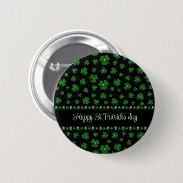 Bóton Redondo 5.08cm Personalized St. Patrick’s Day Shamrock on Black