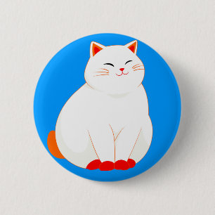 Bóton Redondo 5.08cm Pêssegos, o Gato Sorridente