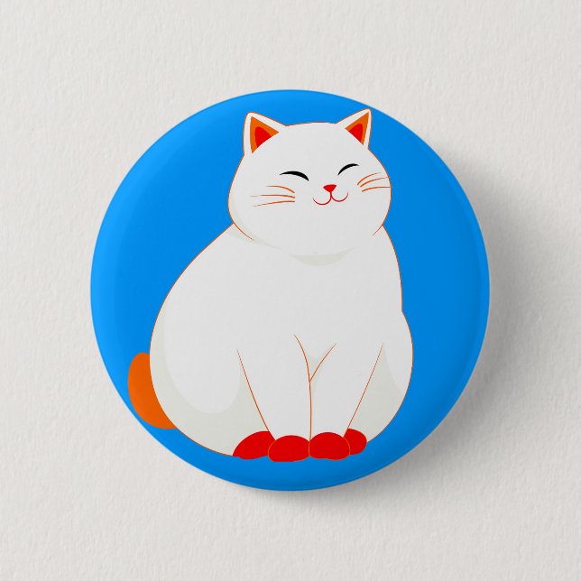 Bóton Redondo 5.08cm Pêssegos, o Gato Sorridente (Frente)