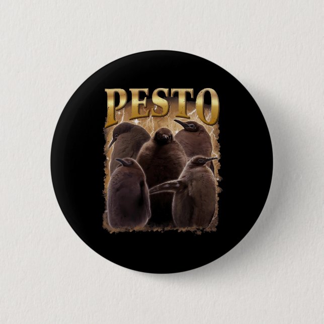 Bóton Redondo 5.08cm Pesto O Pinguim Engraçado Ba1 (Frente)