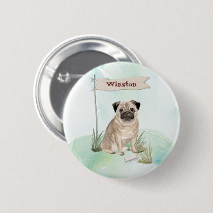 Bóton Redondo 5.08cm Pet Dog de Nome Personalizado