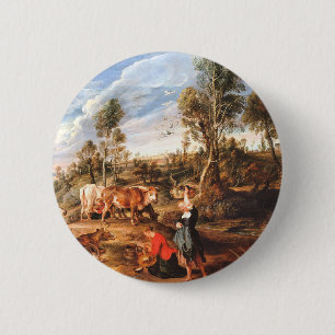 Bóton Redondo 5.08cm Peter Paul Rubens Milkmaids with Cattle in a Lands
