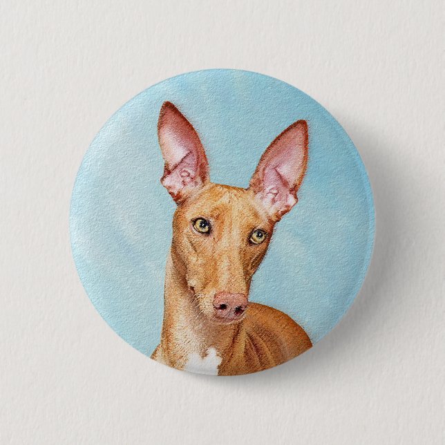 Bóton Redondo 5.08cm Pharaoh Hound Painting - Arte Cachorra Original (Frente)