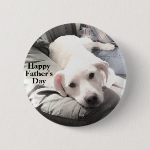 Bóton Redondo 5.08cm Photo of Cute White Dog Hanging Out with Dad