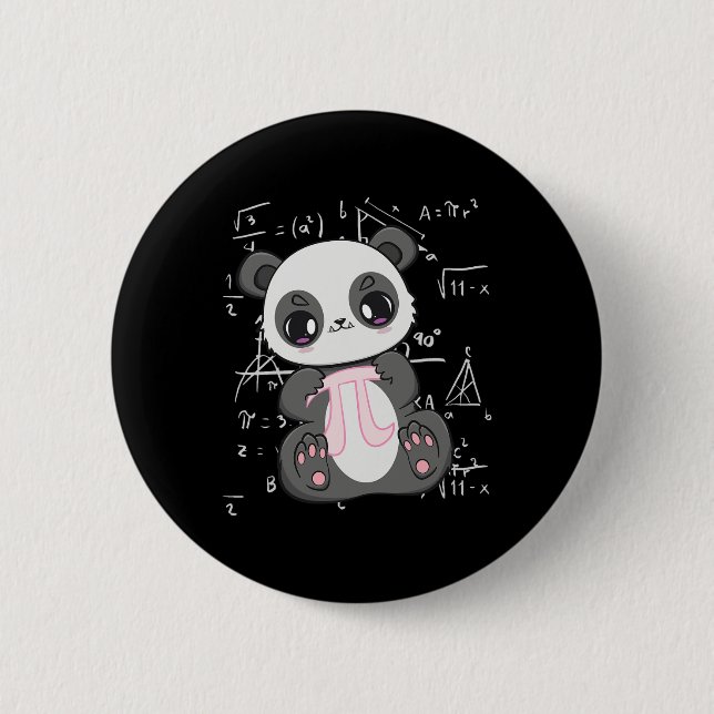 Bóton Redondo 5.08cm Pi Day 3.14159 Algebra Matheme Anime Panda Bear (Frente)