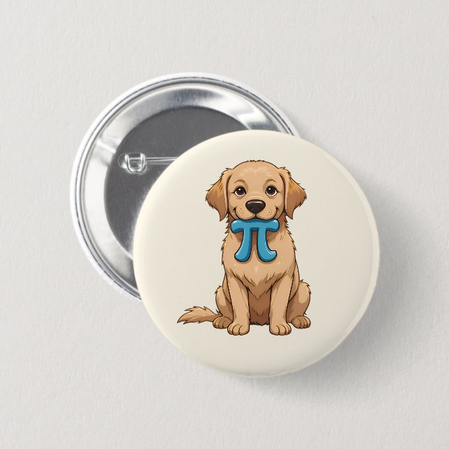 Bóton Redondo 5.08cm Pi Day Dog Com Símbolo Pi | Matemática Pi Cuta (Frente & Verso)