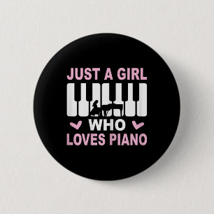 Bóton Redondo 5.08cm Piano Player Piano Girl Pianista