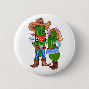 Bóton Redondo 5.08cm Pickle Cowboy, Gherkin Cowgirl, Dill Cucumber West