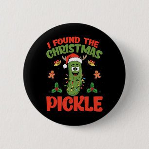 Bóton Redondo 5.08cm Pickle Santa Hat Xmas Lights - Encontrei O Natal