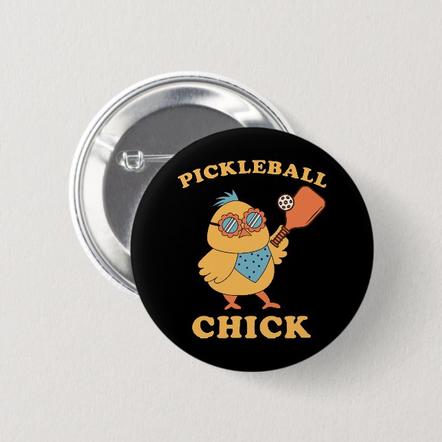 Bóton Redondo 5.08cm Pickleball Chick - retrô (Frente & Verso)