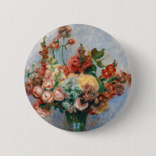Bóton Redondo 5.08cm Pierre-Auguste Renoir - Flores em um Vase