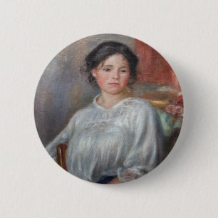 Bóton Redondo 5.08cm Pierre-Auguste Renoir - Jovem Mulher Sentada