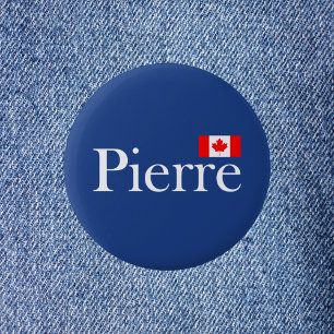 Bóton Redondo 5.08cm Pierre Poilievre com Bandeira Oficial do Canadá Es
