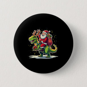 Bóton Redondo 5.08cm Pijama de Luzes de Natal com Papai Noel Cavalgando