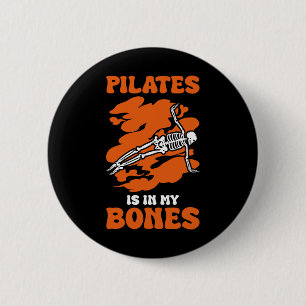 Bóton Redondo 5.08cm Pilates Está Nos Meus Ossos Meditação Halloween _1