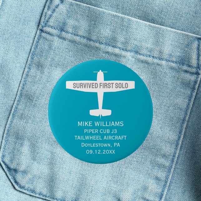 Bóton Redondo 5.08cm Piloto de estudante Primeiro Piloto Solo Avião Eng (Criador carregado)