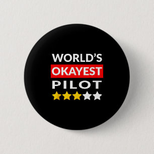 Bóton Redondo 5.08cm Piloto de Okayest do Mundo - Aviação de Voo Engraç