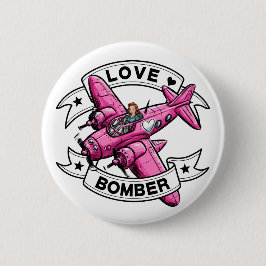 Bóton Redondo 5.08cm Piloto Love Bomber Rosa