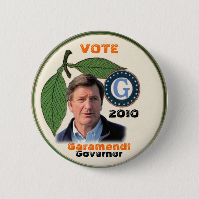 Bóton Redondo 5.08cm Pin 2010 de John Garamendi (Frente)