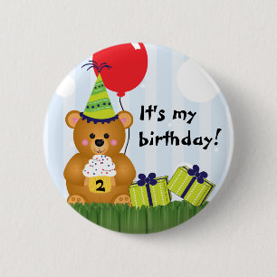 Bóton Redondo 5.08cm Pin bonito customizável do aniversário do urso d