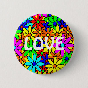 Bóton Redondo 5.08cm Pin da colagem de flower power do amor