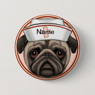 Bóton Redondo 5.08cm Pin da enfermeira do Pug