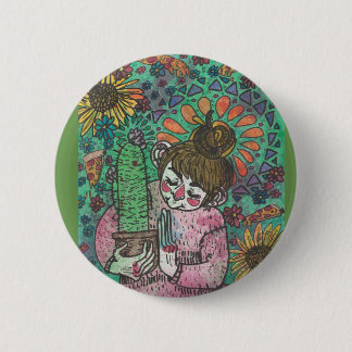 Bóton Redondo 5.08cm Pin da menina do cacto