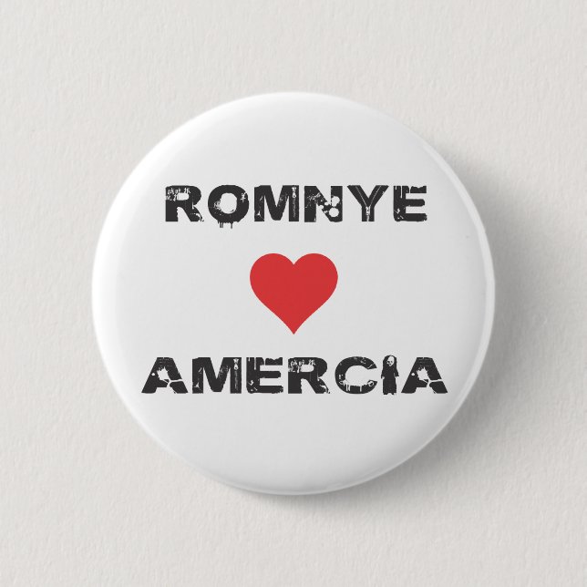 Bóton Redondo 5.08cm Pin de Romnye Luvs Amercia Pinback (Frente)