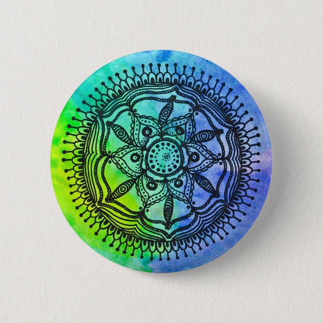Bóton Redondo 5.08cm Pin. do botão do design da mandala do Splatter da (Frente)