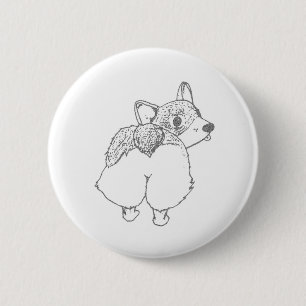 Bóton Redondo 5.08cm Pin do bumbum do Corgi