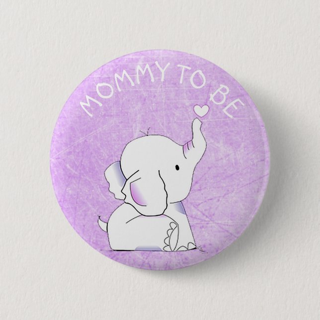 Bóton Redondo 5.08cm Pin do chá de fraldas do elefante de Purple Heart (Frente)