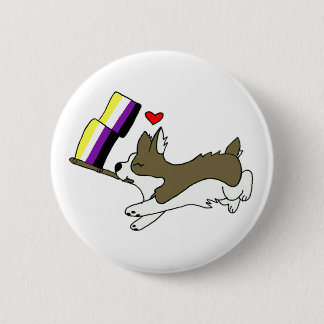 Bóton Redondo 5.08cm Pin do Corgi do orgulho de Nonbinary