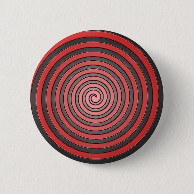 Bóton Redondo 5.08cm Pin hipnótico vermelho e preto da espiral (Frente)