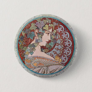 Bóton Redondo 5.08cm Pin redondo do botão de Nouveau da arte da hera d